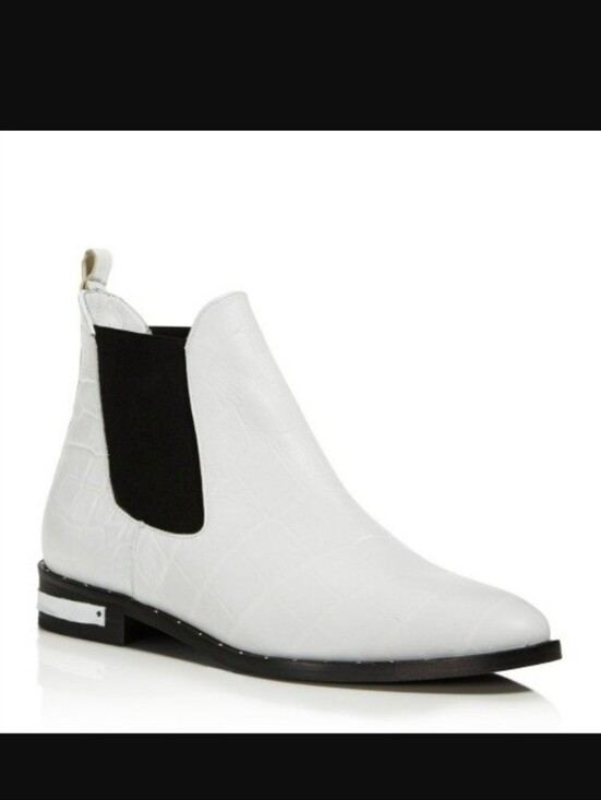 Freda Salvador Shoes - Freda Salvador White Croc Embossed Chelsea Boots